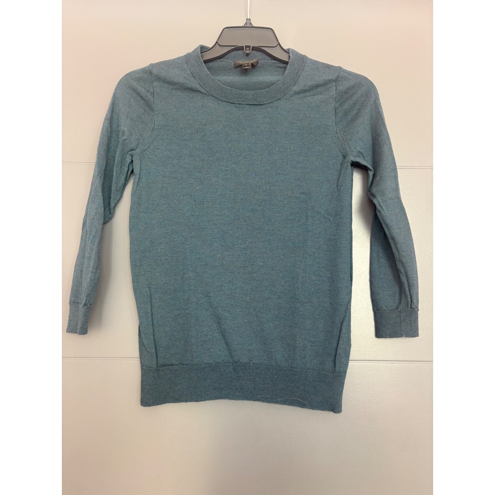 J.Crew Womens Merino Wool Crewneck Sweater Teal Blue Heather‎ Pullover Small S